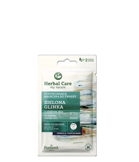 HERBAL CARE Maseczka oczyszczająca do twarzy Zielona Glinka 2 x 5 g HERBAL CARE Maseczka oczyszczająca do twarzy Zielona Glinka 2 x 5 g