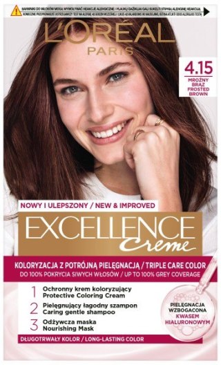 LOREAL Excellence Creme Farba do włosów 4.15 Mroźny Brąz