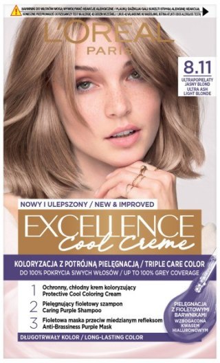 LOREAL Excellence Creme Farba do włosów 8.11 Ultrapopielaty jasny blond