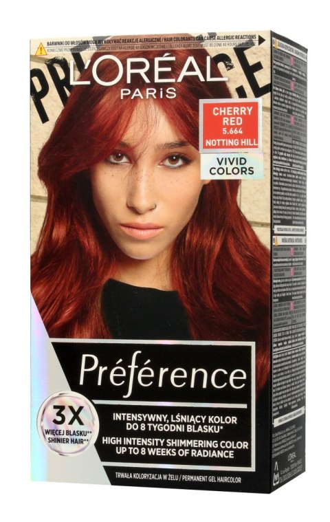Loreal Preference Vivid Colors Farba do włosów nr 5.664 Cherry Red (Notting Hill) 1op. Loreal Preference Vivid Colors Farba do włosów nr 5.664 Cherry Red (Notting Hill) 1op.