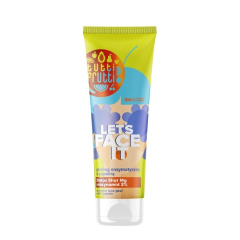 TUTTI FRUTTI Let`s Face It Peeling enzymatyczny do twarzy z papainą i niacynamidem 3% + Detox Shot Mg 100 ml