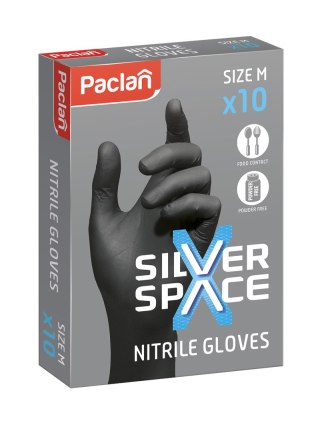 AGD Paclan 35912 Rękawice Nitryl M 10szt.czarne SILVER SPACE /30 135910