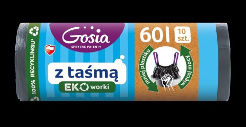 AGD GOSIA 3831 Worki na śm. 60l z taśmą a10szt EKO b.mocne grafit/12 6733