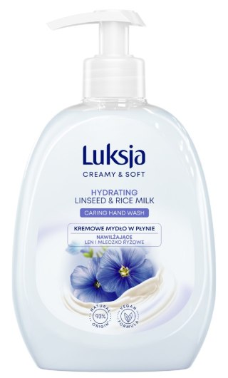 Luksja Creamy & Soft Nawilżające Kremowe Mydło w płynie Len i Mleczko Ryżowe 500ml