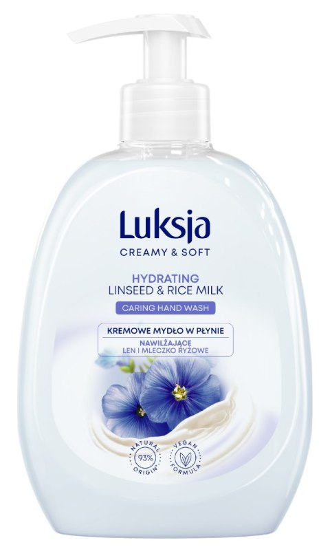 Luksja Creamy & Soft Nawilżające Kremowe Mydło w płynie Len i Mleczko Ryżowe 500ml Luksja Creamy & Soft Nawilżające Kremowe Mydło w płynie Len i Mleczko Ryżowe 500ml