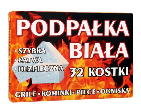 Podpałka biała do rozpalania grilla i kominka kostki 1 op.-32szt Podpałka biała do rozpalania grilla i kominka kostki 1 op.-32szt