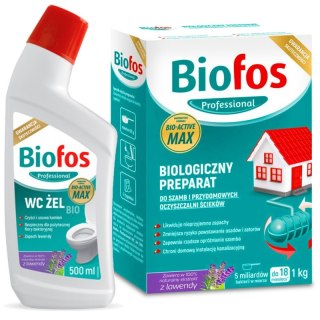 Biofos zestaw proszek 1kg+żel WC BIO 500ml