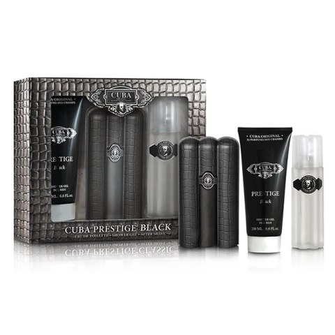 Cuba Prestige Black zestaw woda toaletowa spray 90ml + woda po goleniu 100ml + żel pod prysznic 200ml