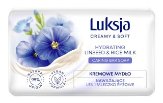 Luksja Creamy & Soft Nawilżające Kremowe Mydło w kostce Len & Mleczko Ryżowe 90g