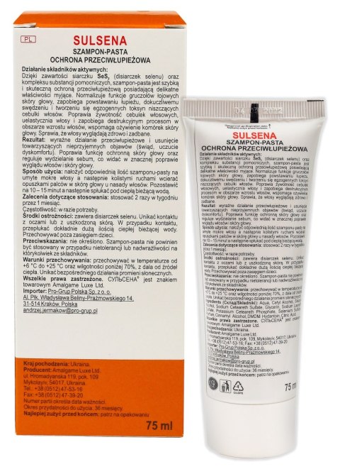 SULSENA Szampon-pasta do włosów - ochrona przeciwłupieżowa 75ml SULSENA Szampon-pasta do włosów - ochrona przeciwłupieżowa 75ml