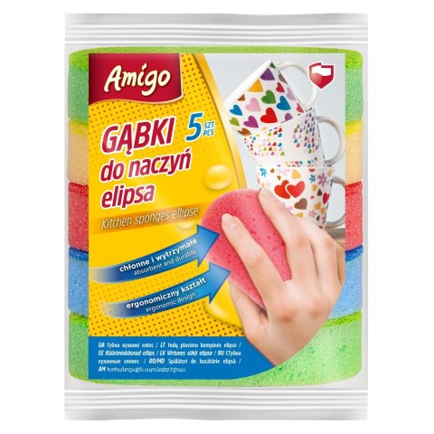 AGD AMIGO 3710 Gąbki do naczyń elipsa 5 szt/24 8216 AGD AMIGO 3710 Gąbki do naczyń elipsa 5 szt/24 8216