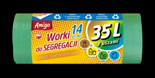 AGD AMIGO 8374 Worki na śm.do segregr.35l/14szt uszy zielone