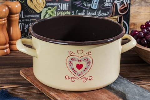 AGD EloPol - Garnek śred.SERCE 22 krem/brąz 4,6l AGD EloPol - Garnek śred.SERCE 22 krem/brąz 4,6l