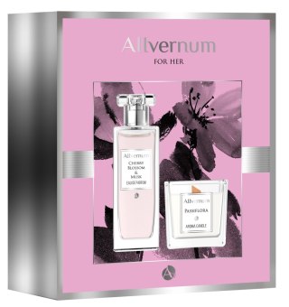 Allvernum Zestaw prezentowy (woda perf.Cherry&Musk 50ml + świeca Passiflora 100g)