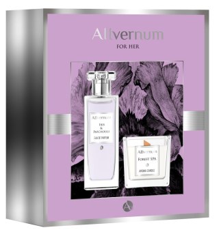 Allvernum Zestaw prezentowy (woda perf.Iris & Patchouli 50ml + świeca Forest Spa 100g)