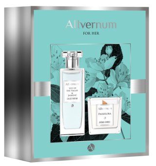 Allvernum Zestaw prezentowy (woda perf.Lilly&Jasmine 50ml + świeca Passiflora 100g)