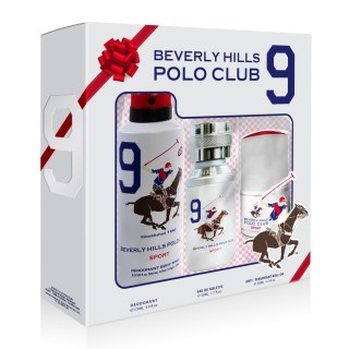 BEVERLY HILLS Polo Club Sport No.9 Gift Set Zestaw upominkowy Woda toaletowa 50 ml + Deodorant 175ml + Antyperspirant w kulce 50