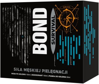 BOND Survival Zestaw prezentowy męski - Woda po goleniu 100 ml + Dezodorant 150 ml + Pianka do golenia 50 ml