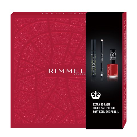 COTY ZESTAW RIMMEL 3DTusz+ lakier 60s+Kredka Kohl&