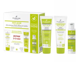 FLOSLEK Zestaw prezentowy Anti Acne Krem matujacy + Serum kojące + Tonik normalizujący