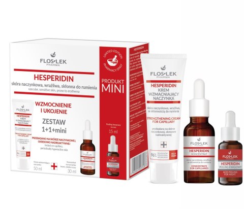 FLOSLEK Zestaw prezentowy Hesperidin Wzmocnienie i Ukojenie Krem wzmacniający + Koncentrat + Peeling kwasowy FLOSLEK Zestaw prezentowy Hesperidin Wzmocnienie i Ukojenie Krem wzmacniający + Koncentrat + Peeling kwasowy