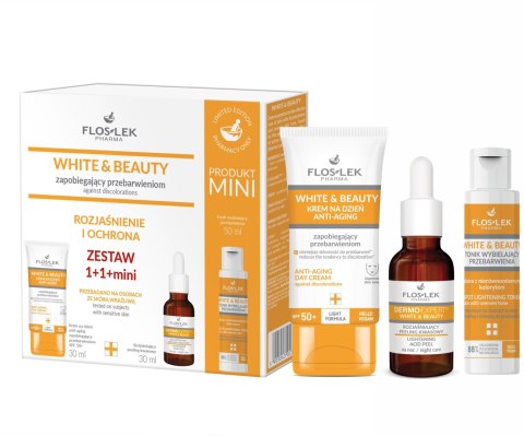 FLOSLEK Zestaw prezentowy White&Beauty Krem zapobiegający przebarwieniom + Peeling rozjaśniający + Tonik wybielający FLOSLEK Zestaw prezentowy White&Beauty Krem zapobiegający przebarwieniom + Peeling rozjaśniający + Tonik wybielający