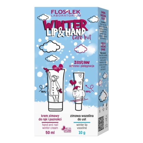 FLOSLEK Zestaw prezentowy Winter Lip&Hand Care Krem do rąk + Wazelina do ust