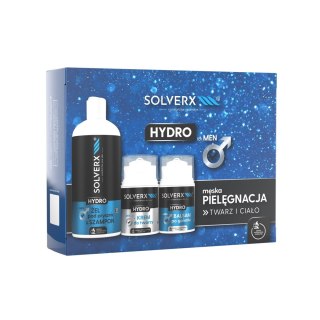 SOLVERX Zestaw prezentowy Męska pielęgnacja Hydro Żel - Szampon + Krem do twarzy + Balsam po goleniu