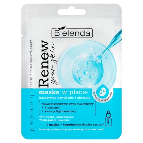 BIELENDA Renew Your Skin Maska w płacie - intensywne nawilżenie i ukojenie 17 g