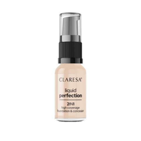 CLARESA Korektor i Podkład kryjący w płynie 2in1 Liquid Perfection nr 102 Warm Medium 18g CLARESA Korektor i Podkład kryjący w płynie 2in1 Liquid Perfection nr 102 Warm Medium 18g