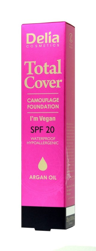 DELIA COSMETICS Hipoalergiczny podkład kryjący Total Cover SPF20 nr 58 25g
