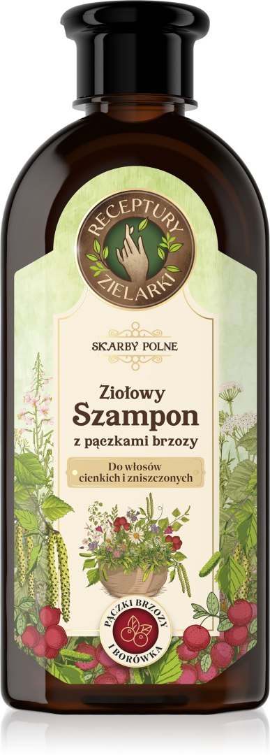 RECEPTURY ZIELARKI Skarby Polne Ziołowy Szampon z pączkami Brzozy do włosów cienkich i zniszczonych 350ml