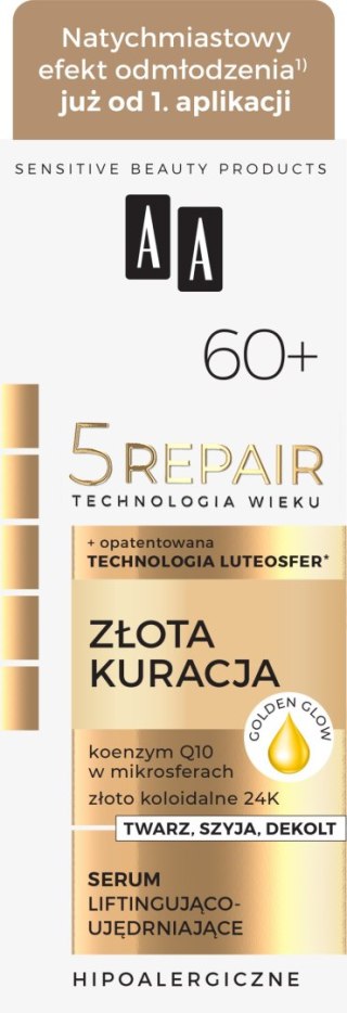 AA Technologia Wieku 5 Repair 60+ Złota Kuracja Serum liftingująco ujędrniające na twarz,szyję i dekolt 35 ml