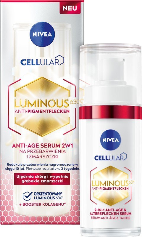 NIVEA Cellular Luminous630 Serum do twarzy 2w1 na przebarwienia i zmarszczki 30 ml