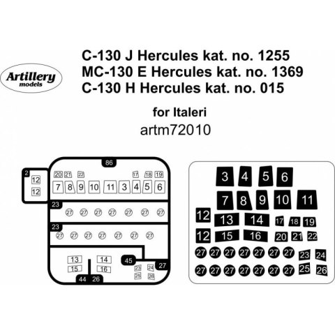 Fly ARTM72010 C-130 J+H,MC-130 E Hercules for Italeri maska