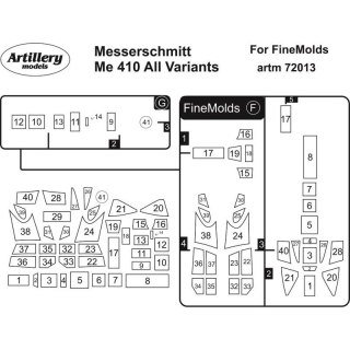 Fly ARTM72013 Me 410 all variants for Finr Molds maska