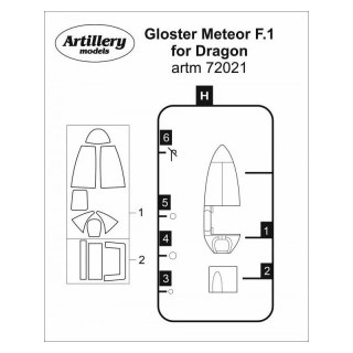 Fly ARTM72021 Gloster Meteor F.1 for Dragon : maska 1/72