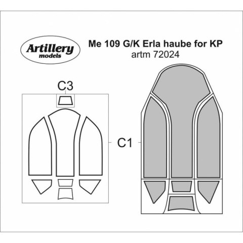 Fly ARTM72024 Me 109 G/K Erla haube for KP maska 1/72