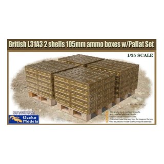 Gecko Models 35GM0020 British L31A3 2 shells 105mm ammo boxes w/Pallet Set