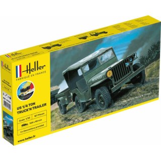 Heller 57105 Starter Kit - US 1/4 ton Truck 'n Trailer