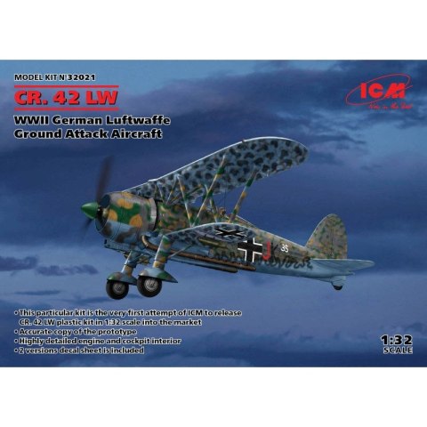 ICM 32021 Fiat CR.42 LW WWII German Luftwaffe Ground Attack Aircraft