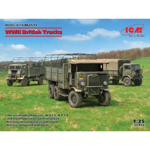 ICM DS3511 WWII British Trucks (Model W.O.T. 6, Model W.O.T. 8, Leyland Retriever General Service)