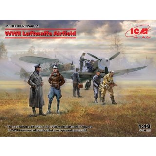 ICM DS4801 WWII Luftwaffe Airfield (Messerschmitt Bf 109F-4, Hs 126 B-1, German Luftwaffe Pilots and Ground Personnel (7 figures