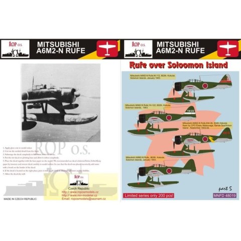 ROP o.s. MNFDL48019 1:48 Mitsubishi A6M2-N Rufe - Rufe over Solomon Islands