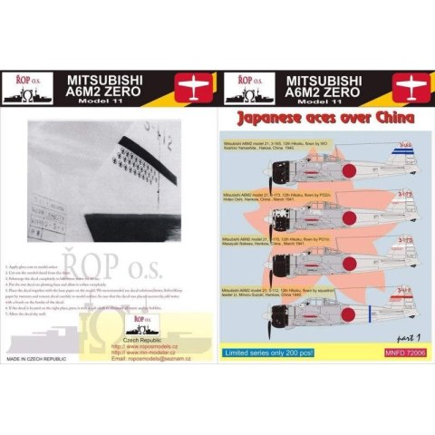 ROP o.s. MNFDL72006 1:72 Mitsubishi A6M2 Zero Model 11 - Japanese aces over China