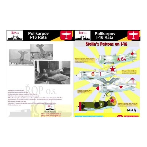 ROP o.s. MNFDL72025 1:72 Polikarpov I-16 Rata - Stalin's Falcons on I-16