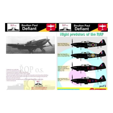 ROP o.s. MNFDL72033 1:72 Boulton Paul Defiant - Night predators of the RAF