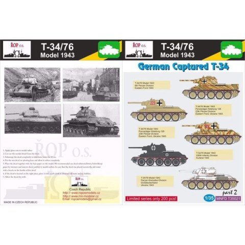 ROP o.s. MNFDT35021 1:35 T-34/76 Model 1943 - German Captured T-34