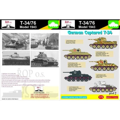 ROP o.s. MNFDT72021 1:72 T-34/76 Model 1943 - German captured T-34