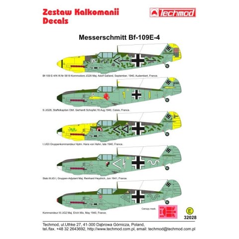 Techmod 32028 Messerschmitt Bf-109E-4